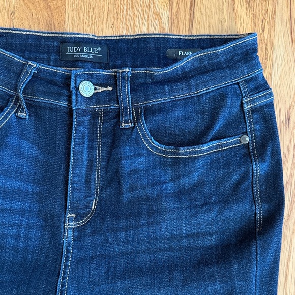 JUDY BLUE Flare High-Rise Long Raw Hem Dark Denim, Size 9/29 - Picture 1 of 10